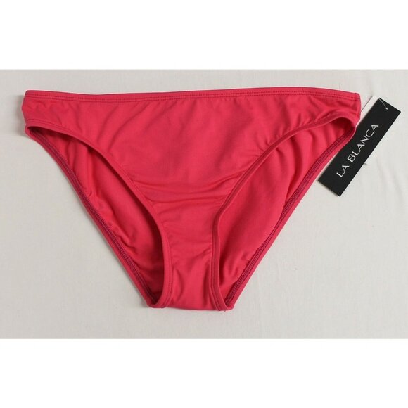 LA BLANCA WOMEN'S SOLID HIPSTER BIKINI BOTTOM PINK SIZE 8 LB5R093 NWT - Picture 1 of 2